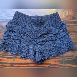 Rewind Navy Crochet Lace ShortsSize: Medium